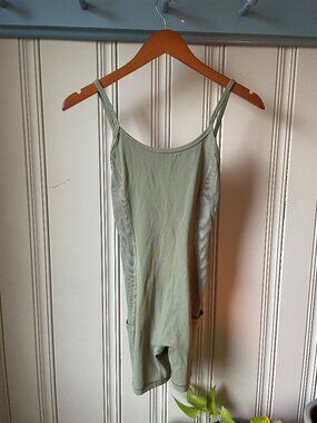 Offline by Aerie Sage Green Active Romper XS Ribbed One Piece Biker Short
